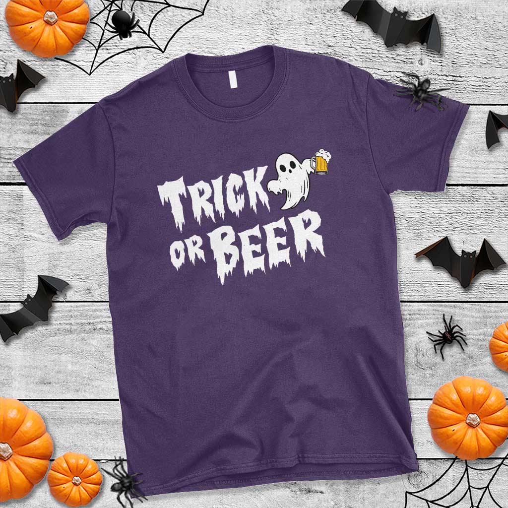 Funny Halloween Beer T Shirt Trick Or Beer Drinking Ghost - Wonder Print Shop
