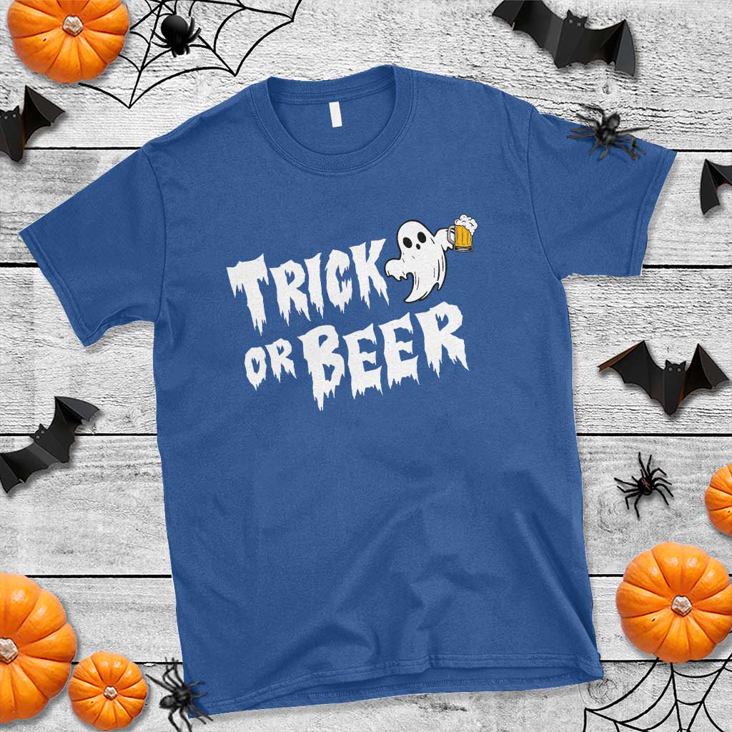 Funny Halloween Beer T Shirt Trick Or Beer Drinking Ghost - Wonder Print Shop