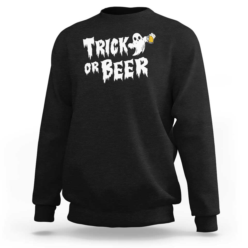 Funny Halloween Beer Sweatshirt Trick Or Beer Drinking Ghost - Wonder Print Shop