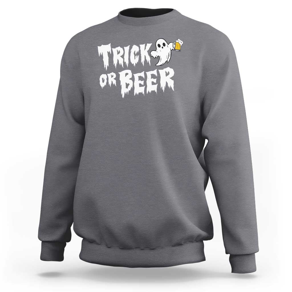 Funny Halloween Beer Sweatshirt Trick Or Beer Drinking Ghost - Wonder Print Shop