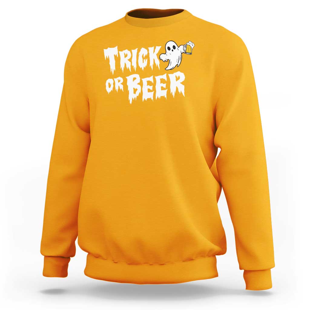 Funny Halloween Beer Sweatshirt Trick Or Beer Drinking Ghost - Wonder Print Shop