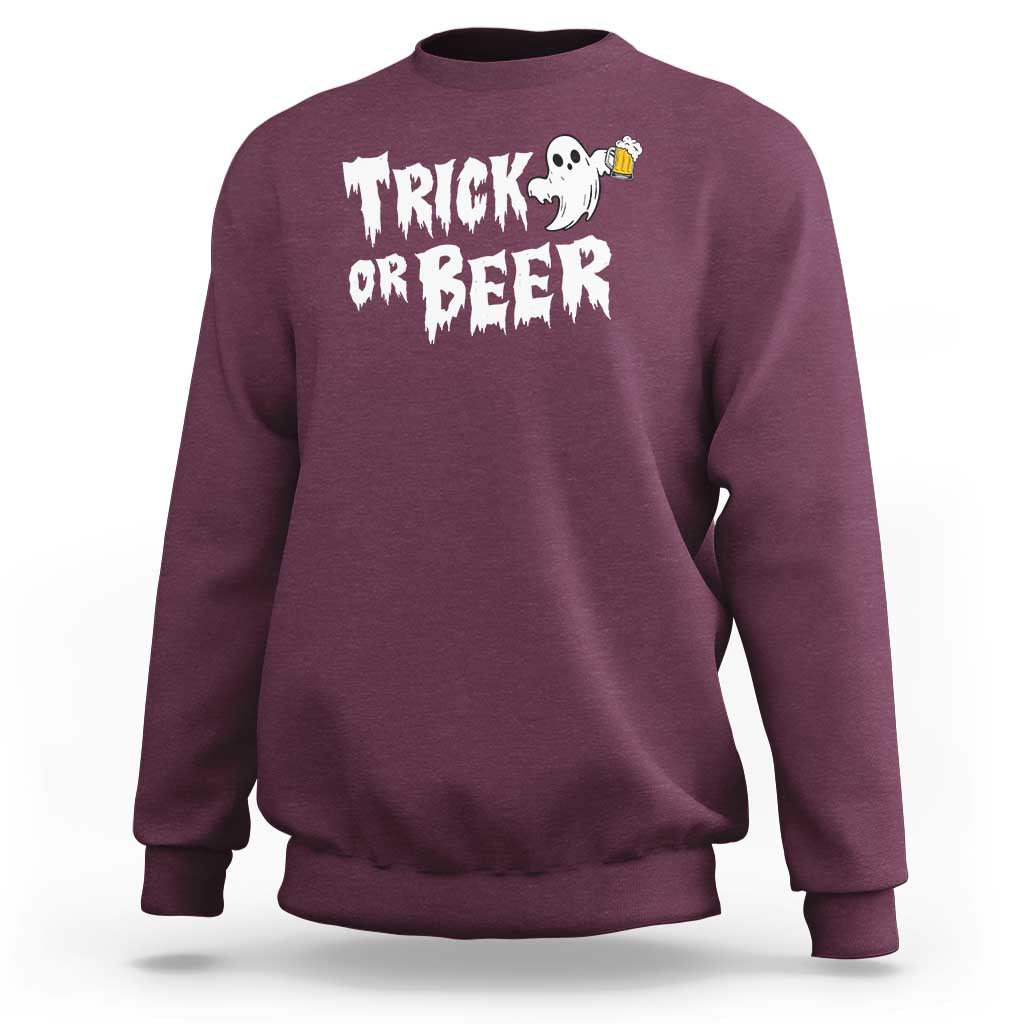 Funny Halloween Beer Sweatshirt Trick Or Beer Drinking Ghost - Wonder Print Shop