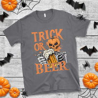 Funny Halloween Beer T Shirt Trick Or Beer Drinking Pumpkin Skeleton - Wonder Print Shop