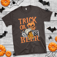 Funny Halloween Beer T Shirt Trick Or Beer Drinking Pumpkin Skeleton - Wonder Print Shop