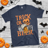 Funny Halloween Beer T Shirt Trick Or Beer Drinking Pumpkin Skeleton - Wonder Print Shop