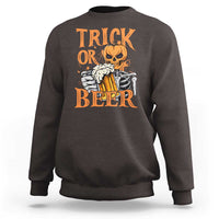 Funny Halloween Beer Sweatshirt Trick Or Beer Drinking Pumpkin Skeleton - Wonder Print Shop