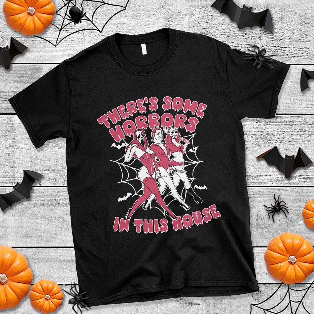 Funny Pink Halloween T Shirt There's Some Horrors In This House - Wonder Print Shop