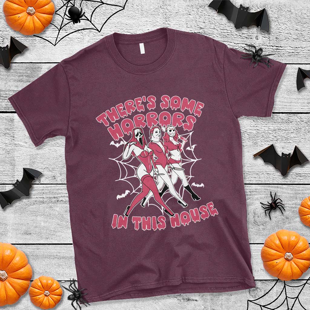 Funny Pink Halloween T Shirt There's Some Horrors In This House - Wonder Print Shop