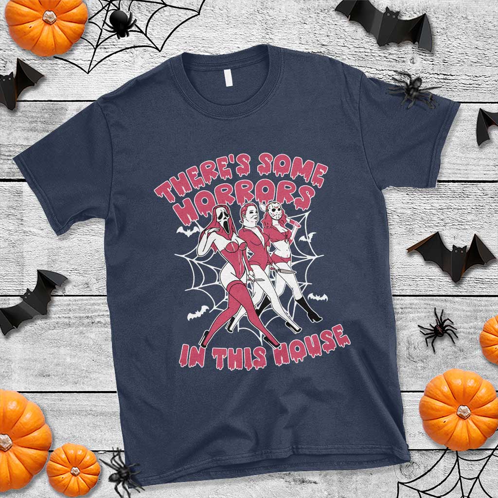 Funny Pink Halloween T Shirt There's Some Horrors In This House - Wonder Print Shop