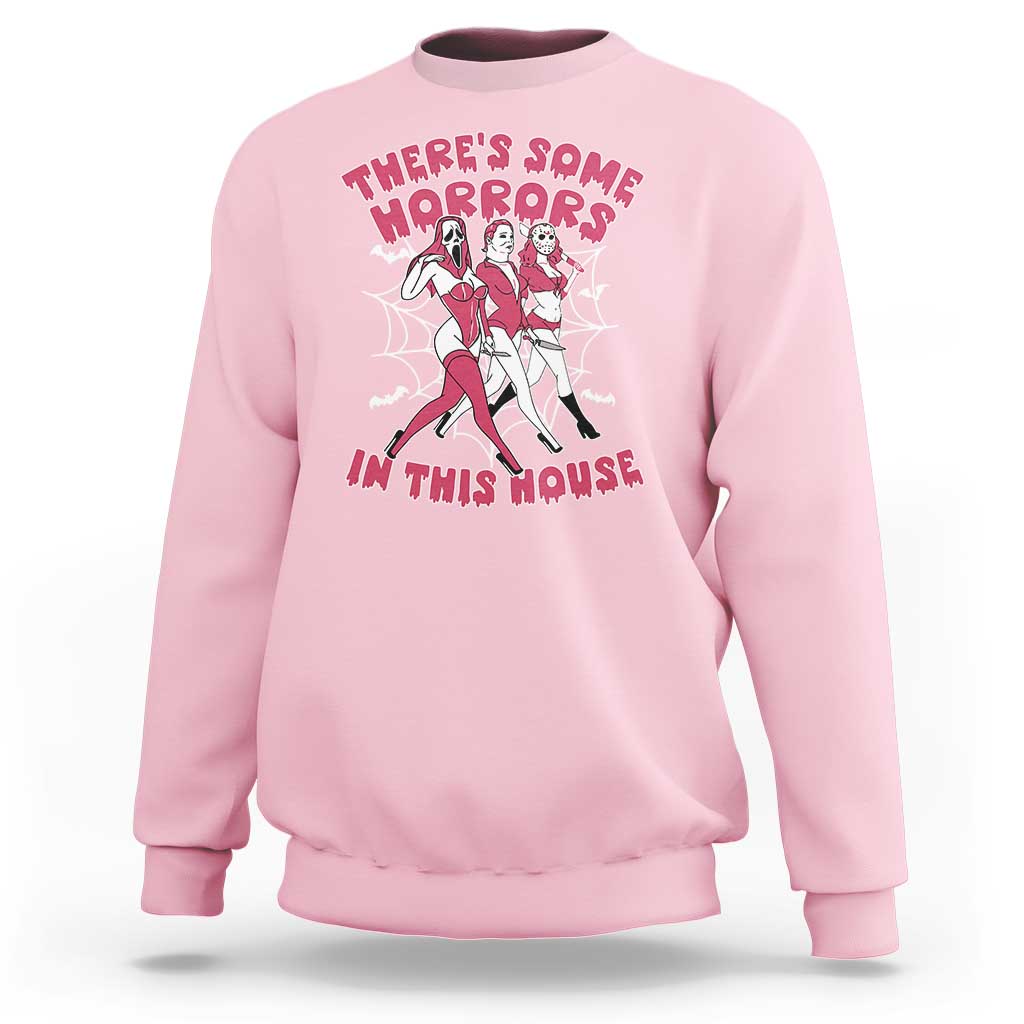 Funny Pink Halloween Sweatshirt There's Some Horrors In This House - Wonder Print Shop
