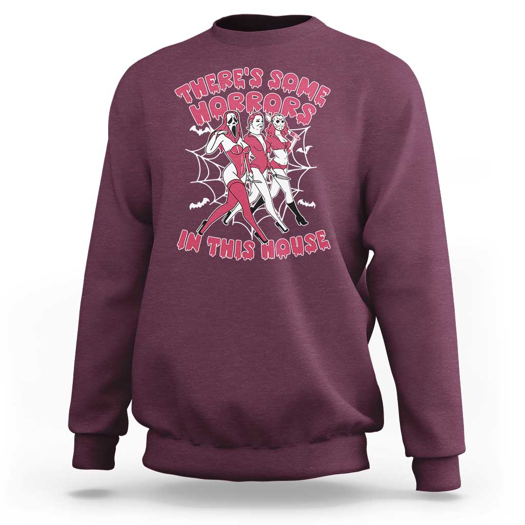 Funny Pink Halloween Sweatshirt There's Some Horrors In This House - Wonder Print Shop