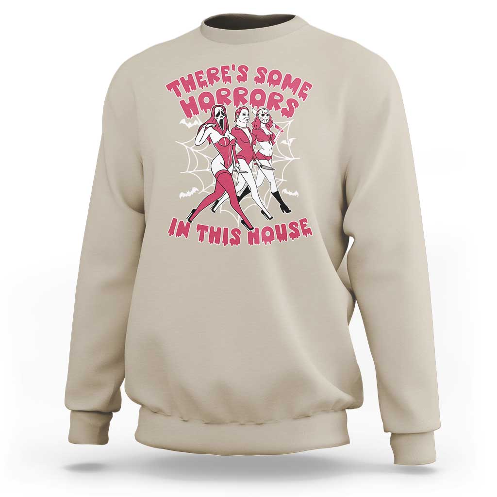 Funny Pink Halloween Sweatshirt There's Some Horrors In This House - Wonder Print Shop