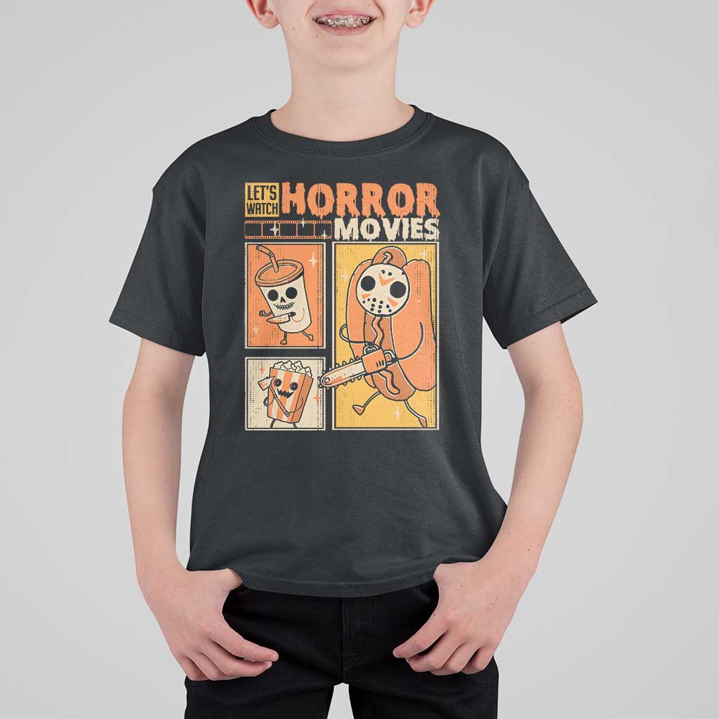 Funny Halloween T Shirt For Kid Lets Watch Horror Movies - Wonder Print Shop