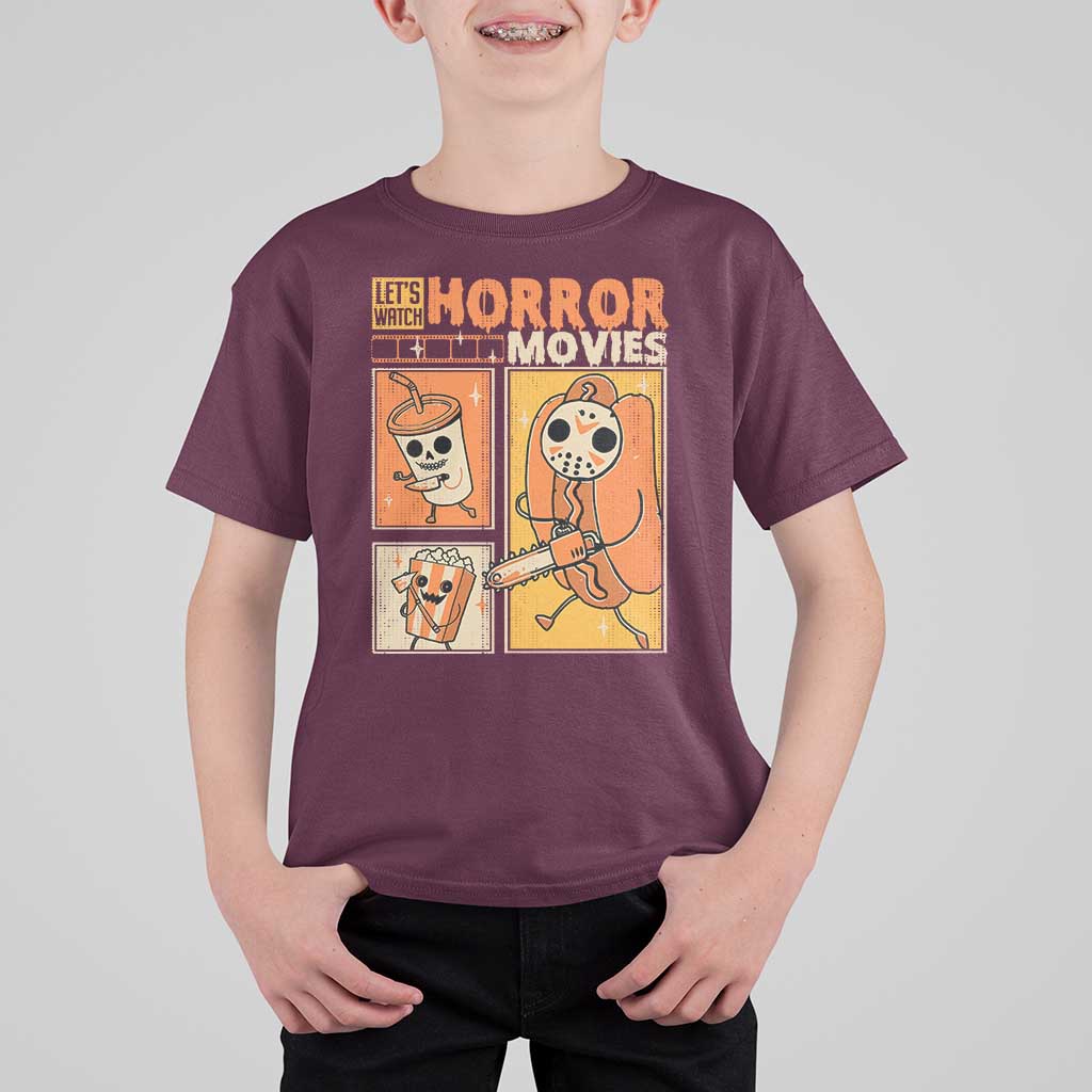 Funny Halloween T Shirt For Kid Lets Watch Horror Movies - Wonder Print Shop