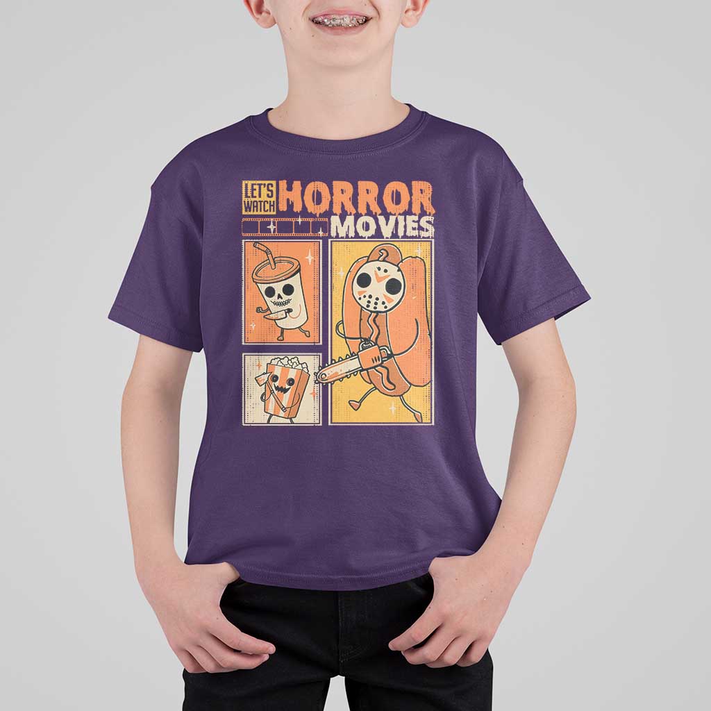 Funny Halloween T Shirt For Kid Lets Watch Horror Movies - Wonder Print Shop