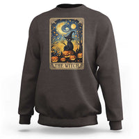 Black Cat Witch Sweatshirt The Witch Tarot Card Starry Night Spooky Halloween - Wonder Print Shop