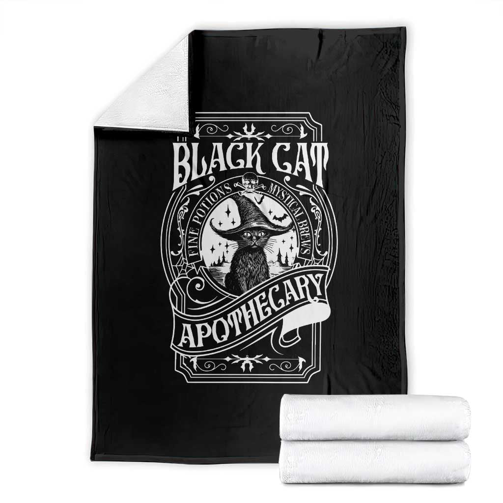 Black Cat Witch Throw Blanket Salem Apothecary Halloween - Wonder Print Shop