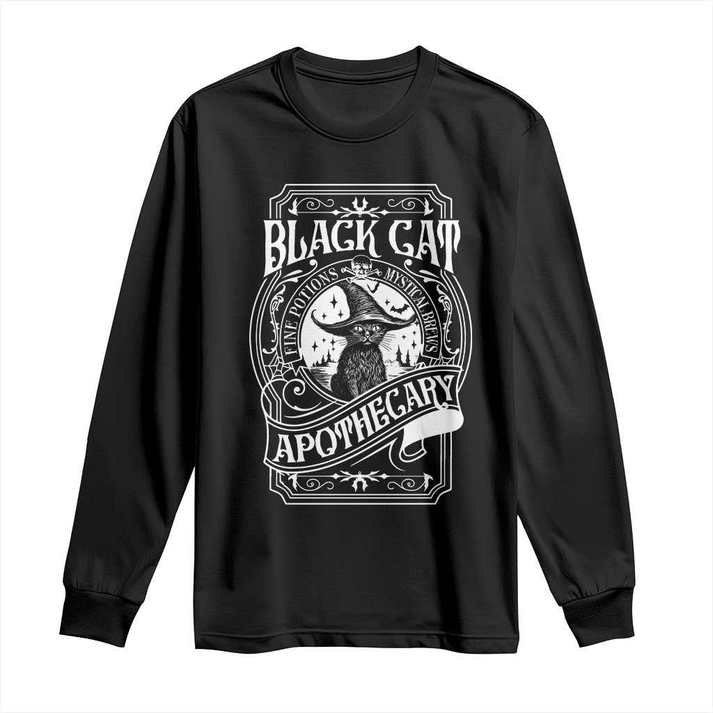 Black Cat Witch Long Sleeve Shirt Salem Apothecary Halloween