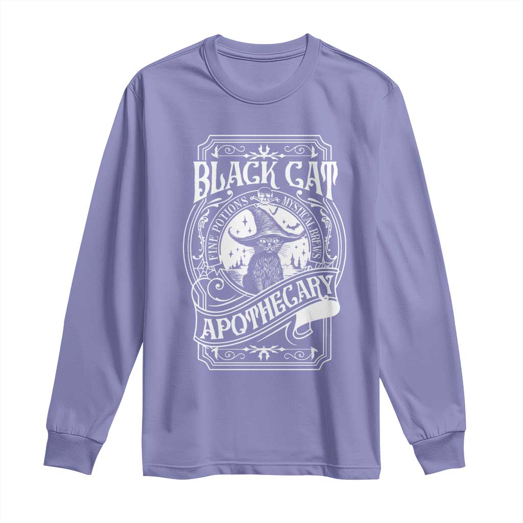 Black Cat Witch Long Sleeve Shirt Salem Apothecary Halloween