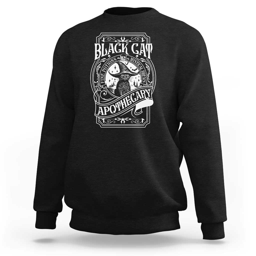 Black Cat Witch Sweatshirt Salem Apothecary Halloween