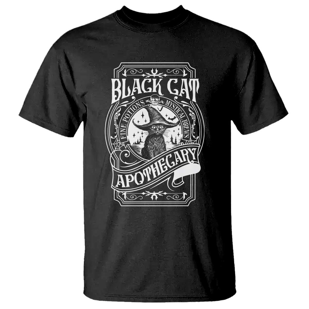 Black Cat Witch T Shirt Salem Apothecary Halloween