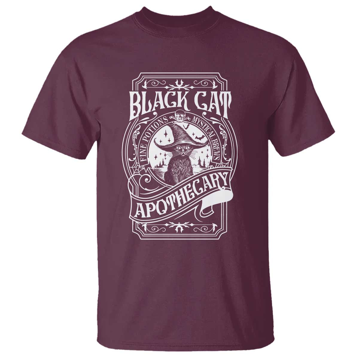 Black Cat Witch T Shirt Salem Apothecary Halloween
