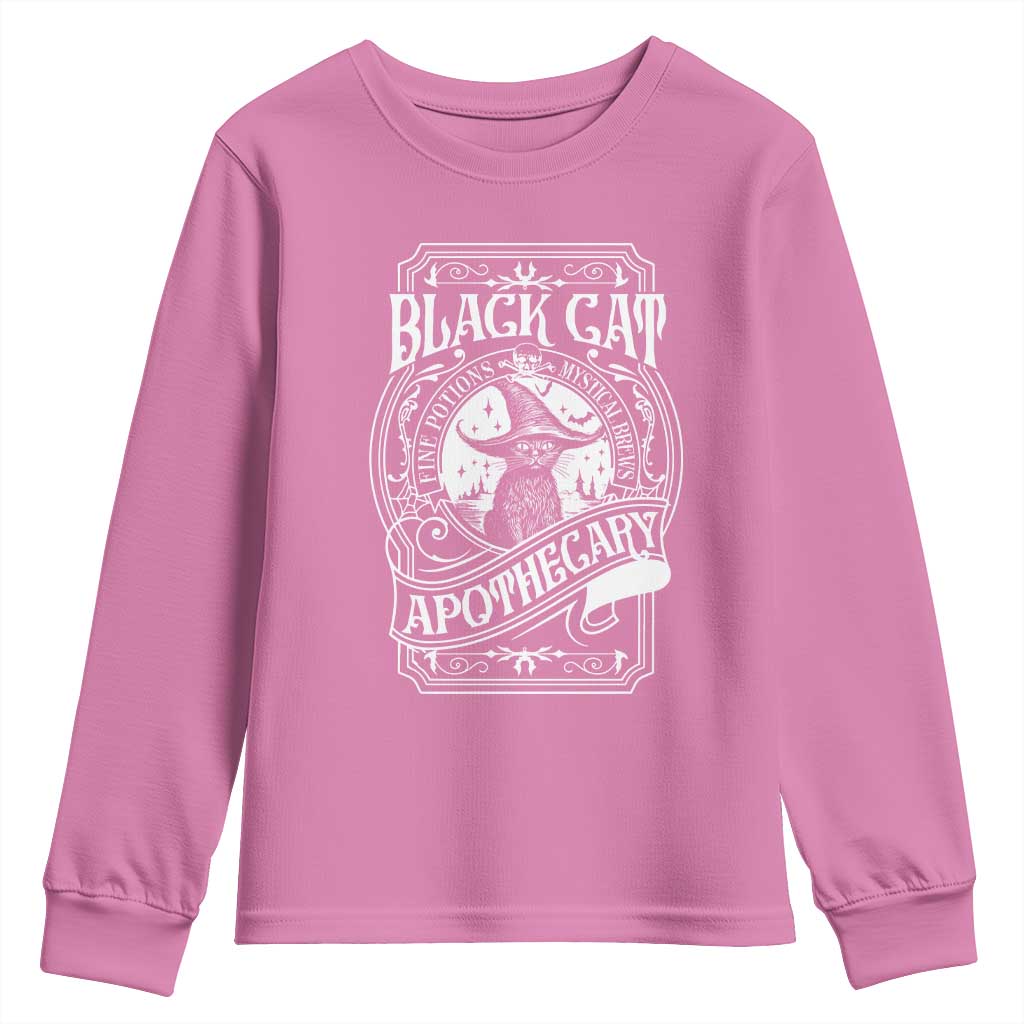 Black Cat Witch Youth Sweatshirt Salem Apothecary Halloween
