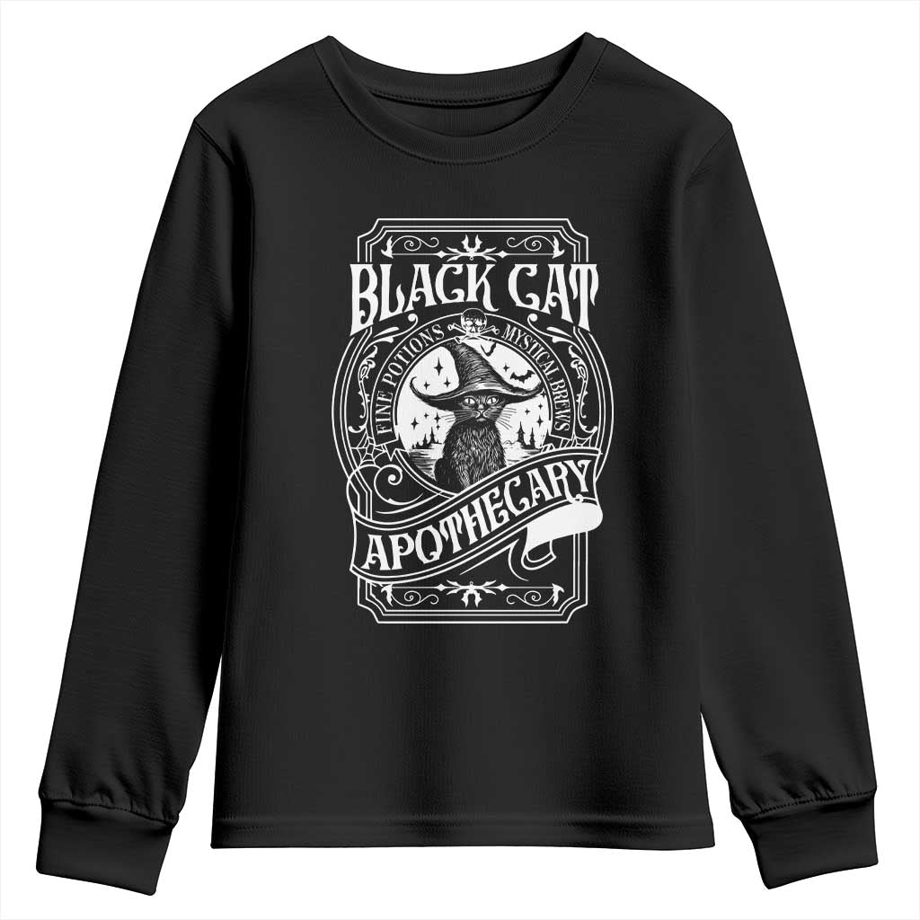 Black Cat Witch Youth Sweatshirt Salem Apothecary Halloween