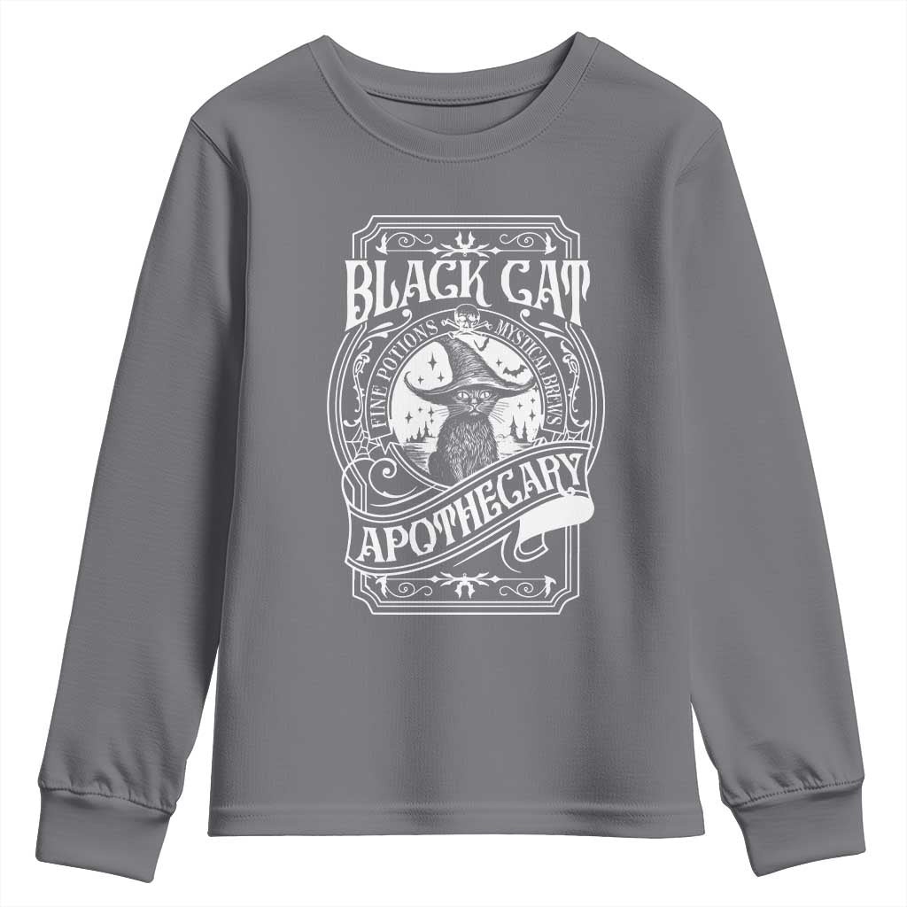Black Cat Witch Youth Sweatshirt Salem Apothecary Halloween