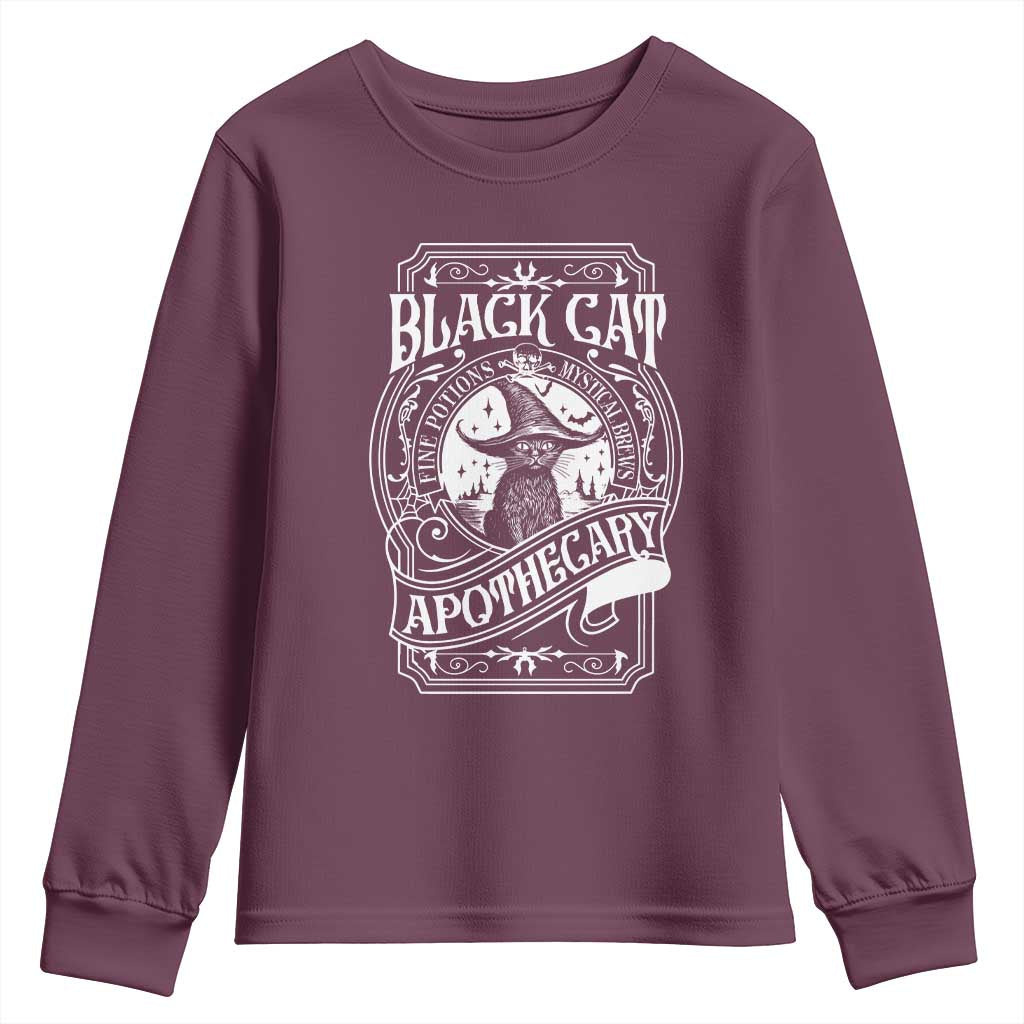 Black Cat Witch Youth Sweatshirt Salem Apothecary Halloween