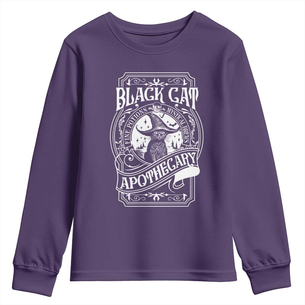Black Cat Witch Youth Sweatshirt Salem Apothecary Halloween