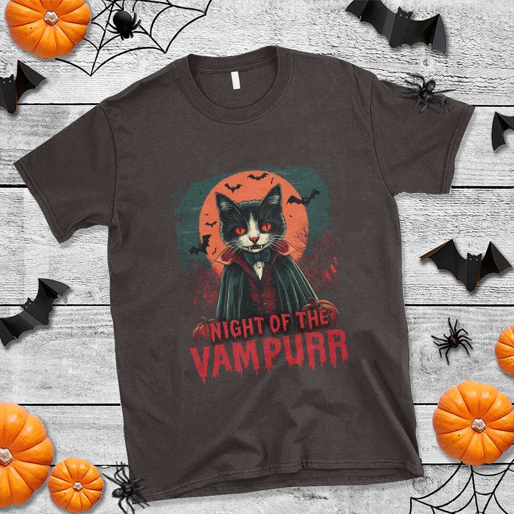 Halloween Vampire Cat T Shirt Night Of The Vampurr - Wonder Print Shop