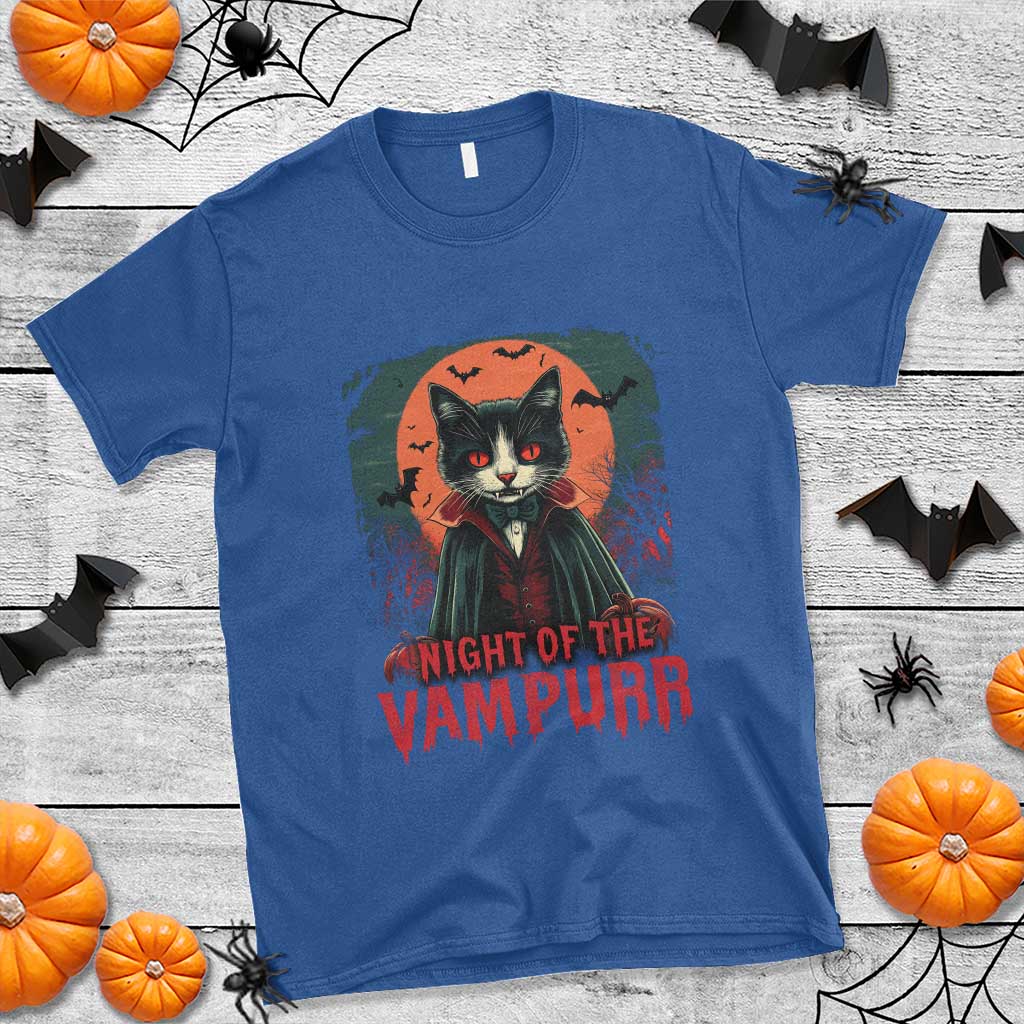 Halloween Vampire Cat T Shirt Night Of The Vampurr - Wonder Print Shop