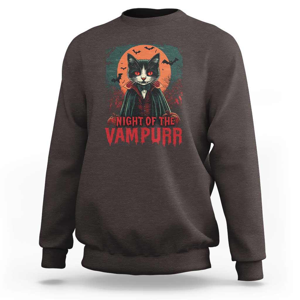 Halloween Vampire Cat Sweatshirt Night Of The Vampurr - Wonder Print Shop