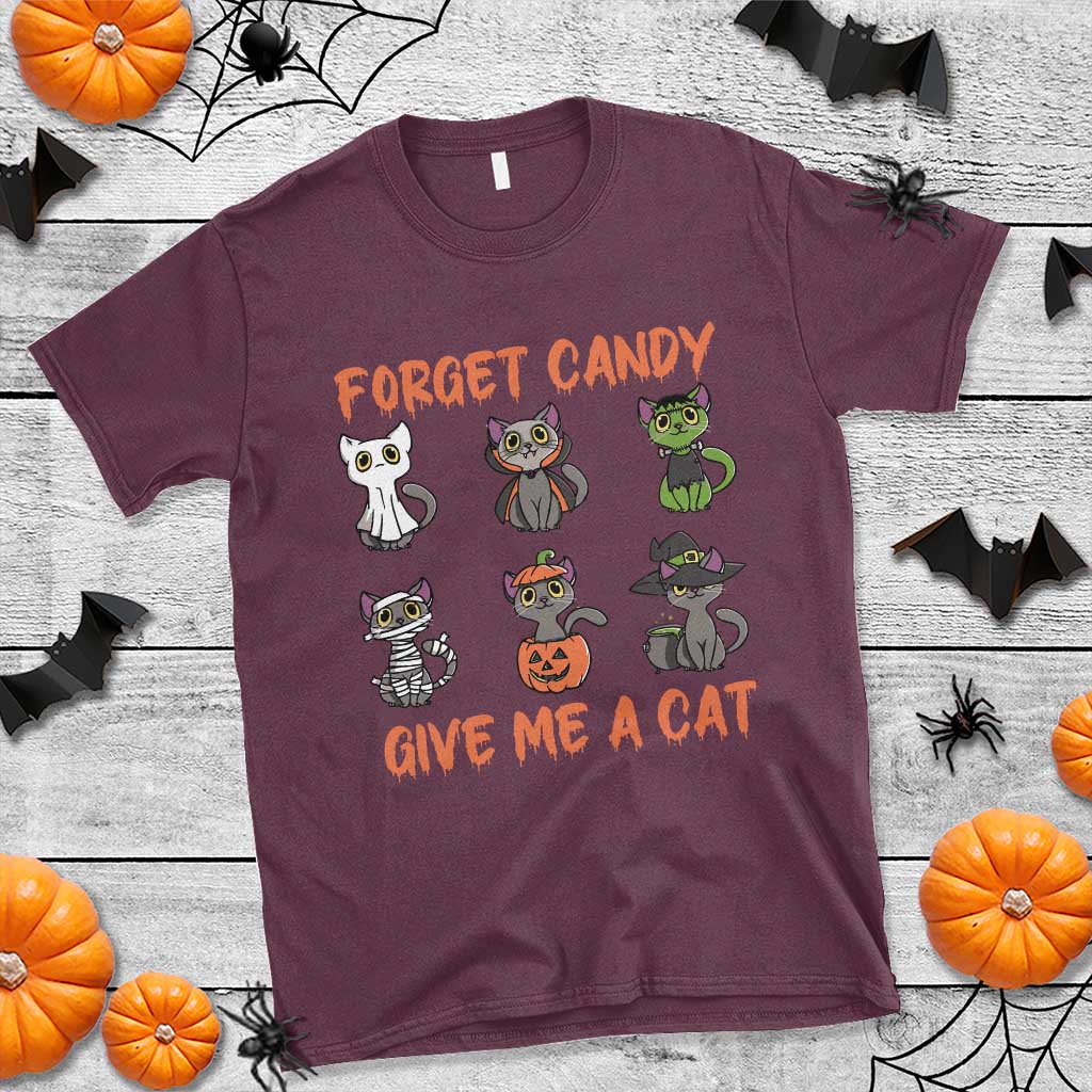 Halloween Cat Lover T Shirt Forget Candy Give Me Cat - Wonder Print Shop