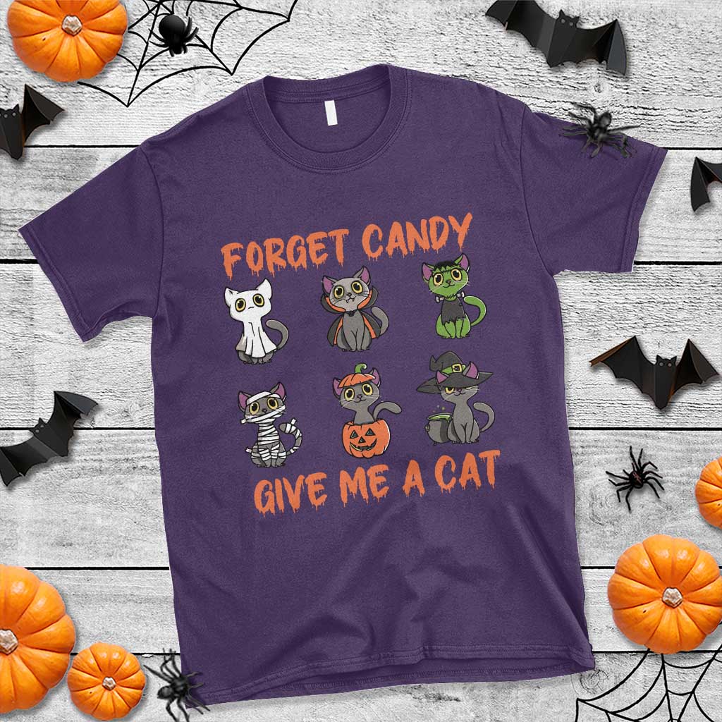 Halloween Cat Lover T Shirt Forget Candy Give Me Cat - Wonder Print Shop