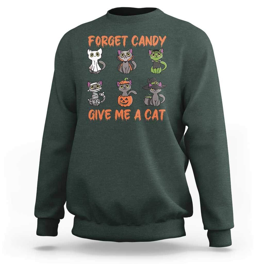 Halloween Cat Lover Sweatshirt Forget Candy Give Me Cat - Wonder Print Shop