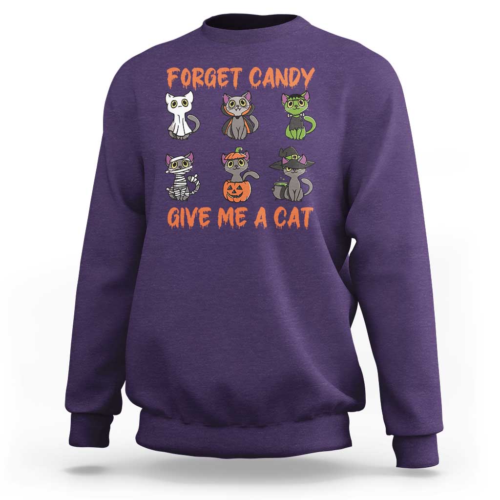 Halloween Cat Lover Sweatshirt Forget Candy Give Me Cat - Wonder Print Shop