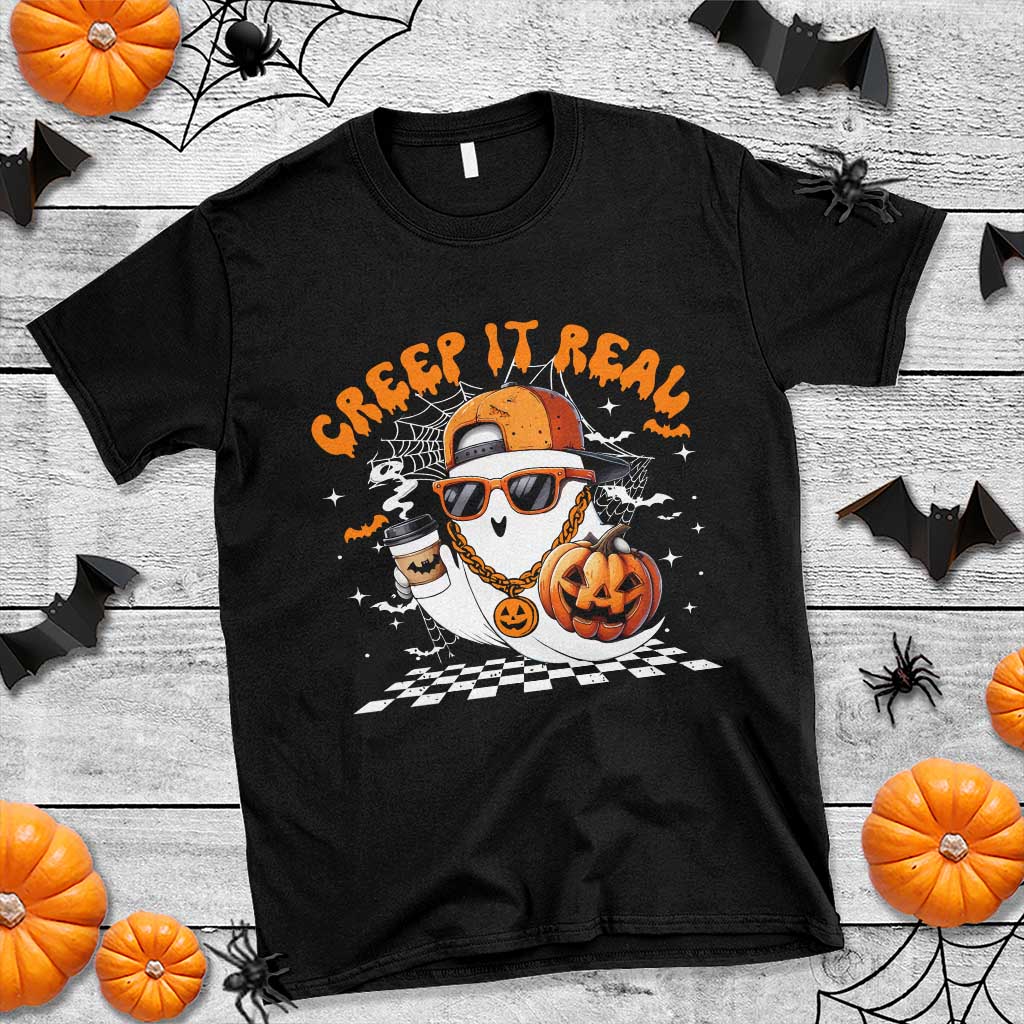 Funny Halloween Hip Hop T Shirt Creep It Real Gangster Ghost - Wonder Print Shop