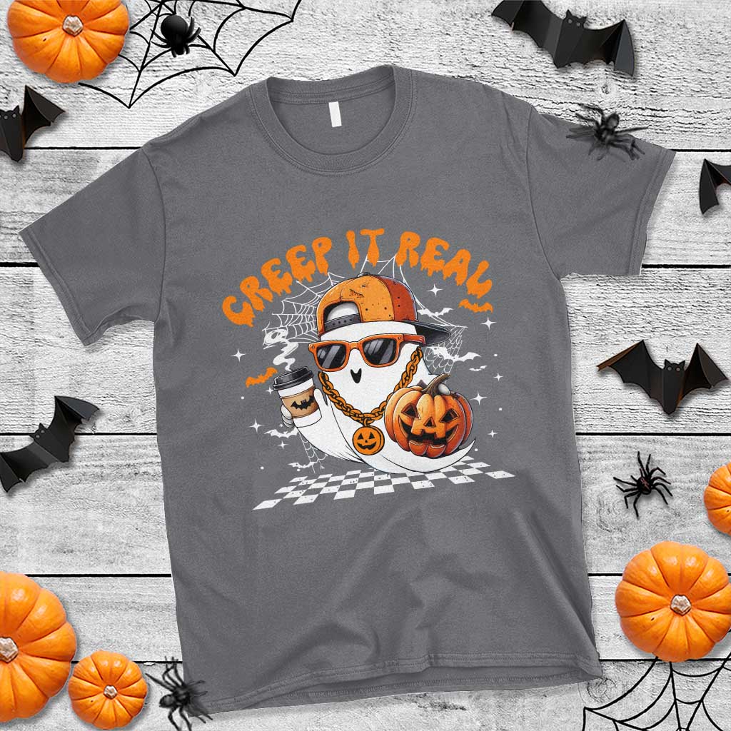 Funny Halloween Hip Hop T Shirt Creep It Real Gangster Ghost - Wonder Print Shop
