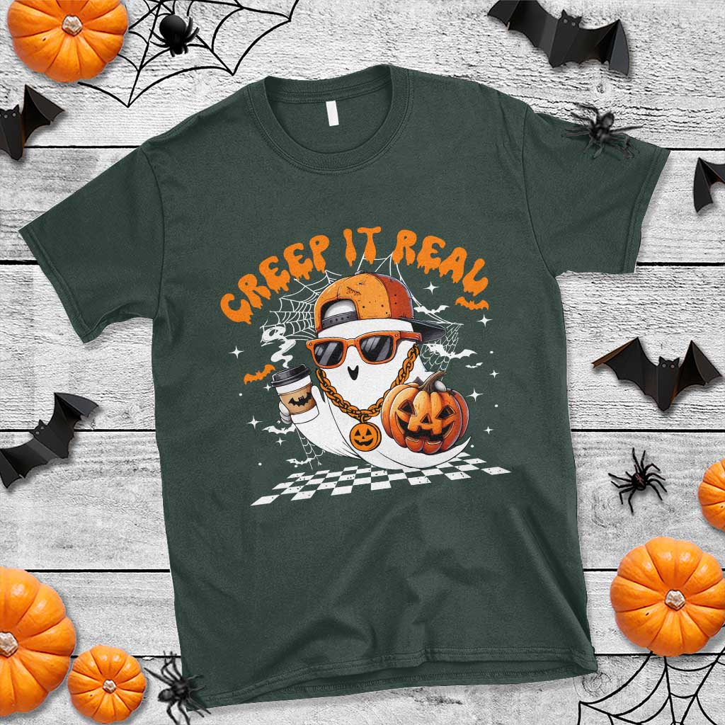 Funny Halloween Hip Hop T Shirt Creep It Real Gangster Ghost - Wonder Print Shop