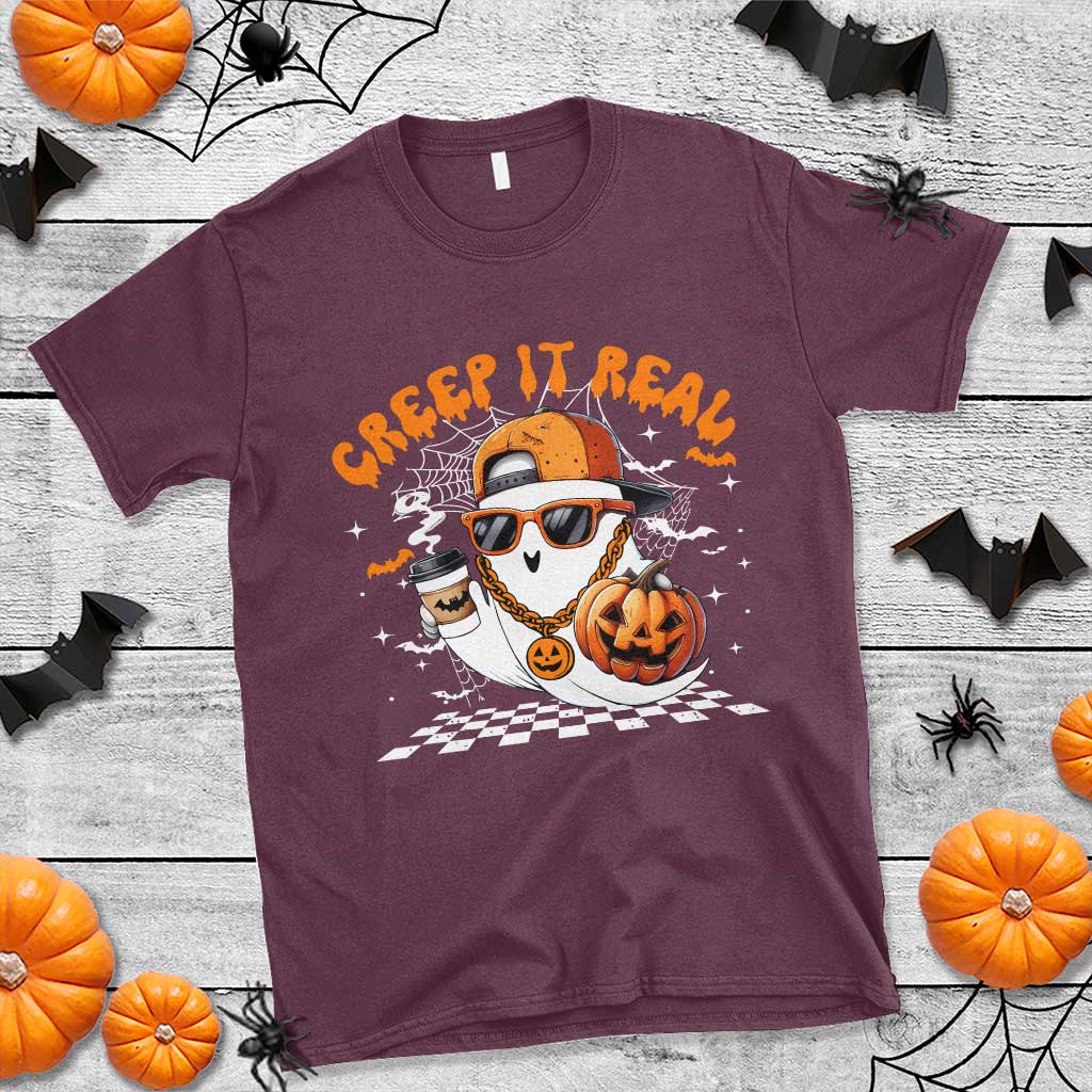 Funny Halloween Hip Hop T Shirt Creep It Real Gangster Ghost - Wonder Print Shop
