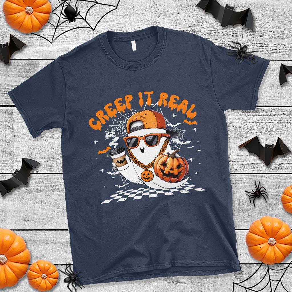 Funny Halloween Hip Hop T Shirt Creep It Real Gangster Ghost - Wonder Print Shop