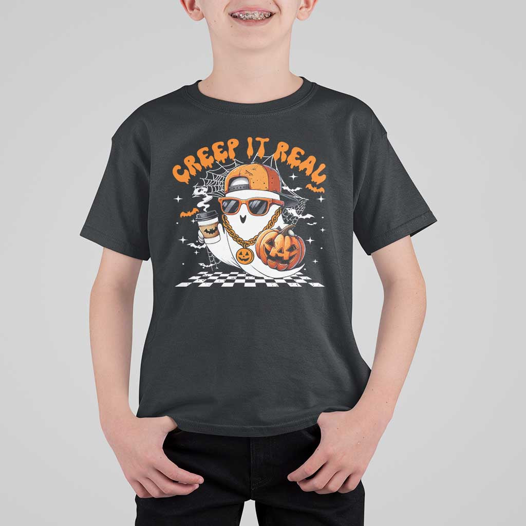 Funny Halloween Hip Hop T Shirt For Kid Creep It Real Gangster Ghost - Wonder Print Shop
