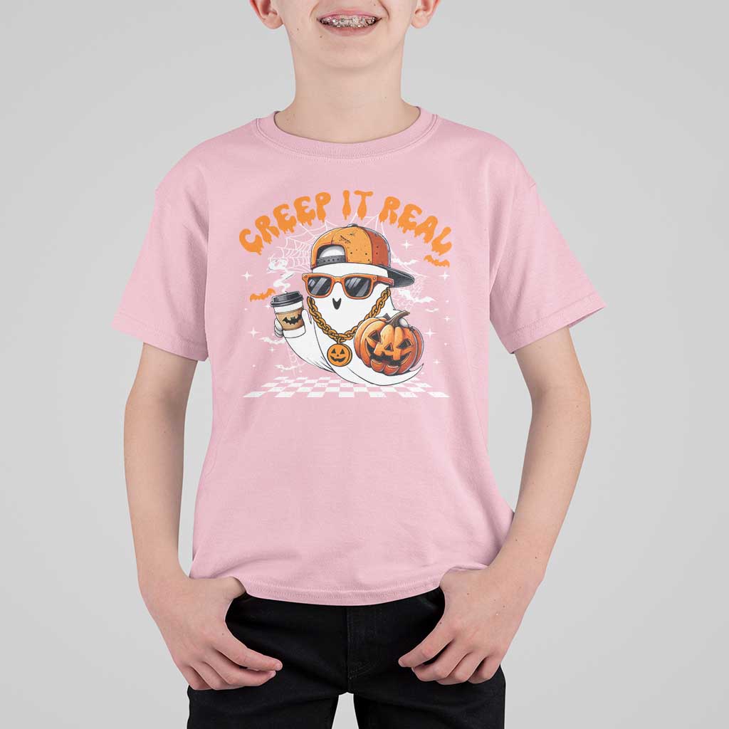Funny Halloween Hip Hop T Shirt For Kid Creep It Real Gangster Ghost - Wonder Print Shop