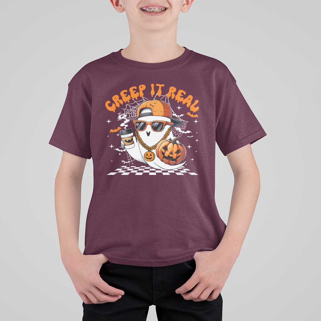 Funny Halloween Hip Hop T Shirt For Kid Creep It Real Gangster Ghost - Wonder Print Shop
