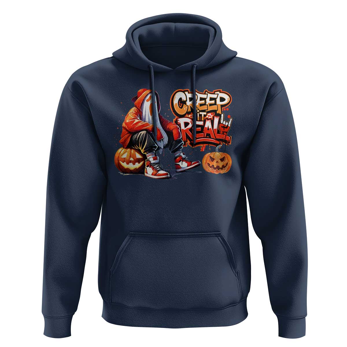 Funny Halloween Hip Hop Hoodie Creep It Real Cool Ghost Old School