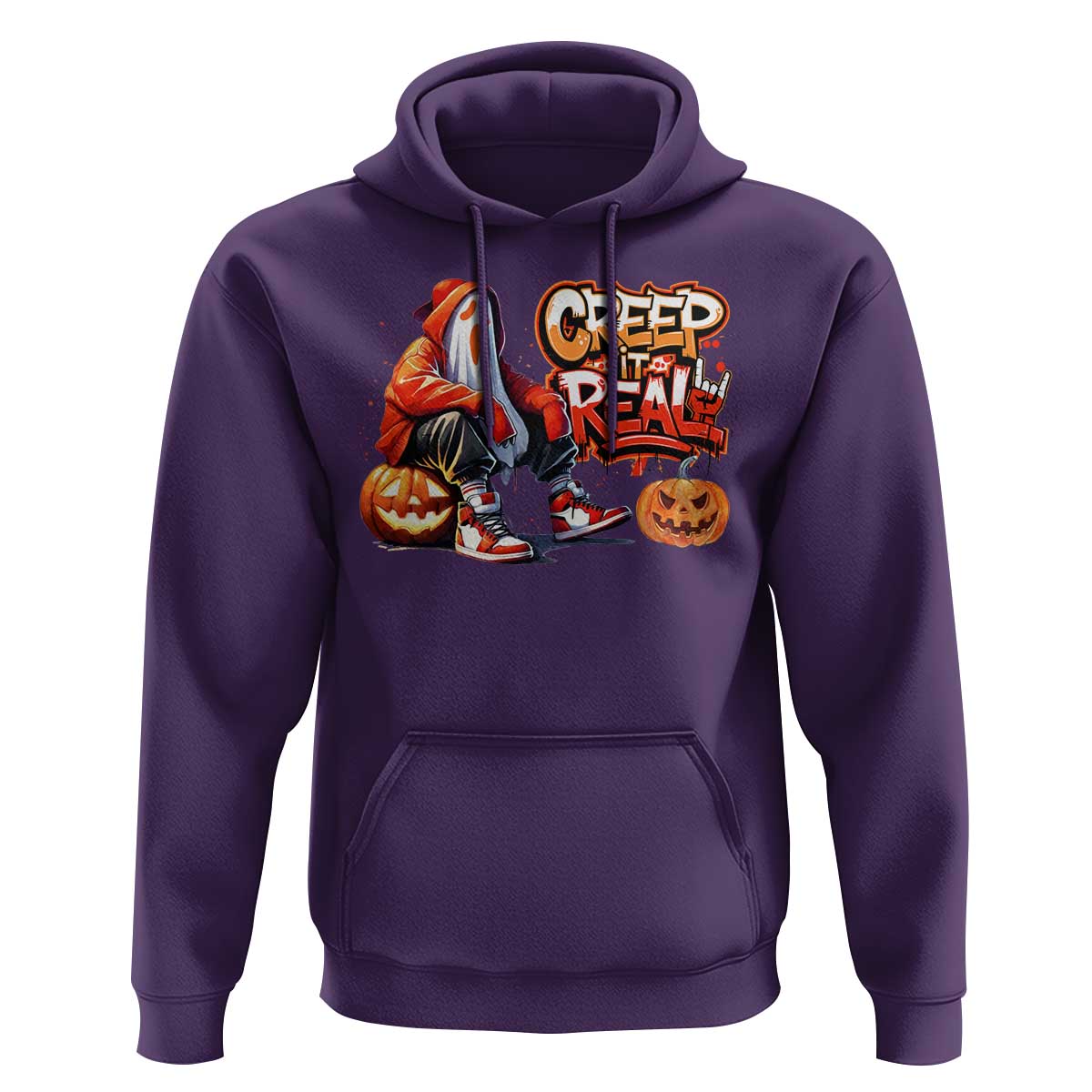Funny Halloween Hip Hop Hoodie Creep It Real Cool Ghost Old School
