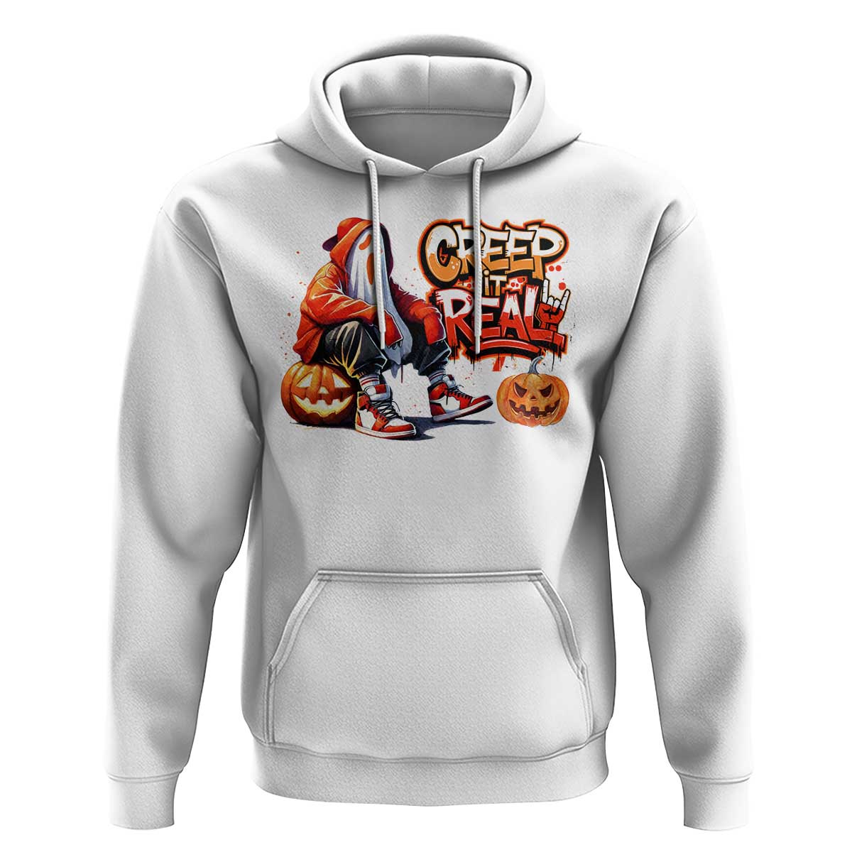 Funny Halloween Hip Hop Hoodie Creep It Real Cool Ghost Old School