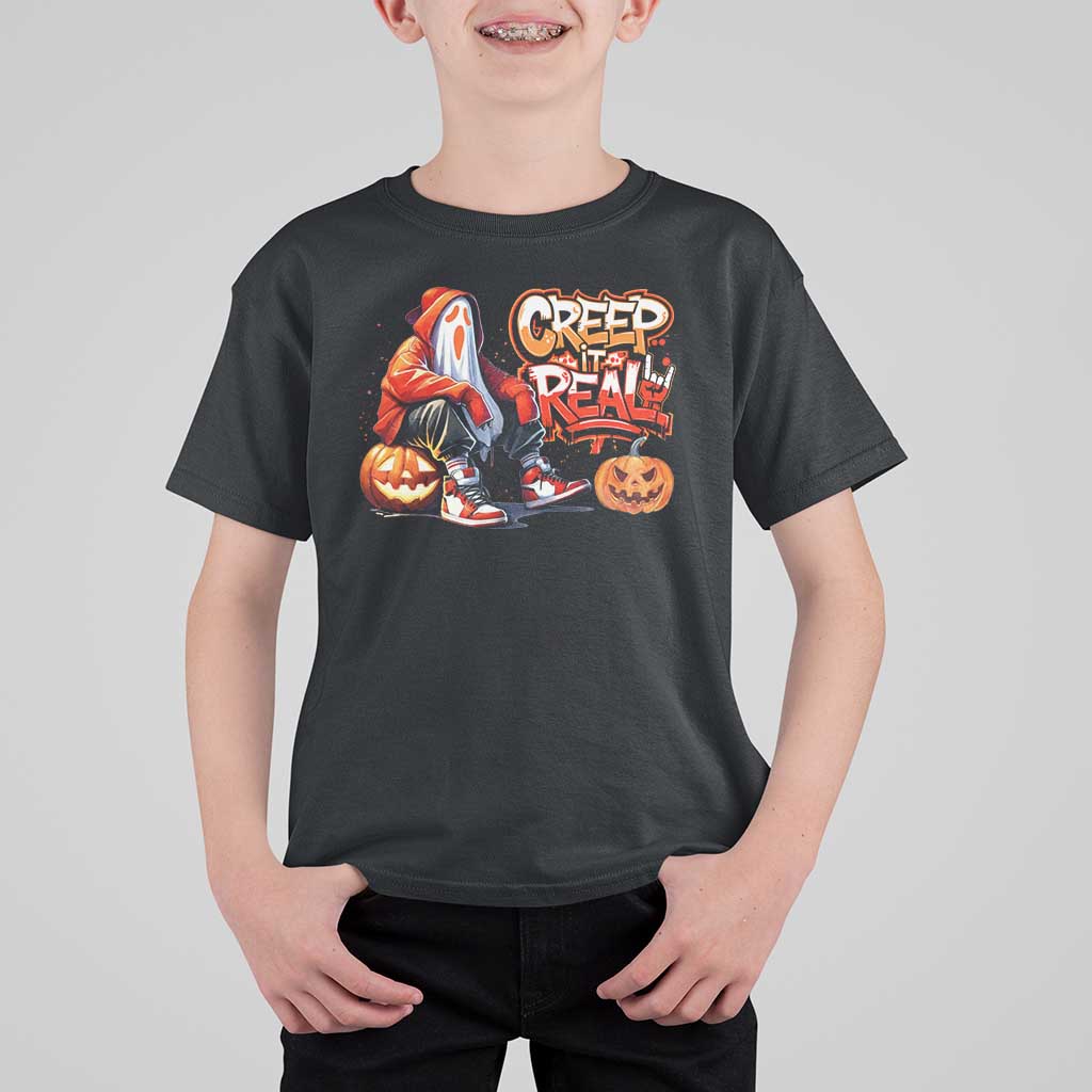 Funny Halloween Hip Hop T Shirt For Kid Creep It Real Cool Ghost Old School - Wonder Print Shop